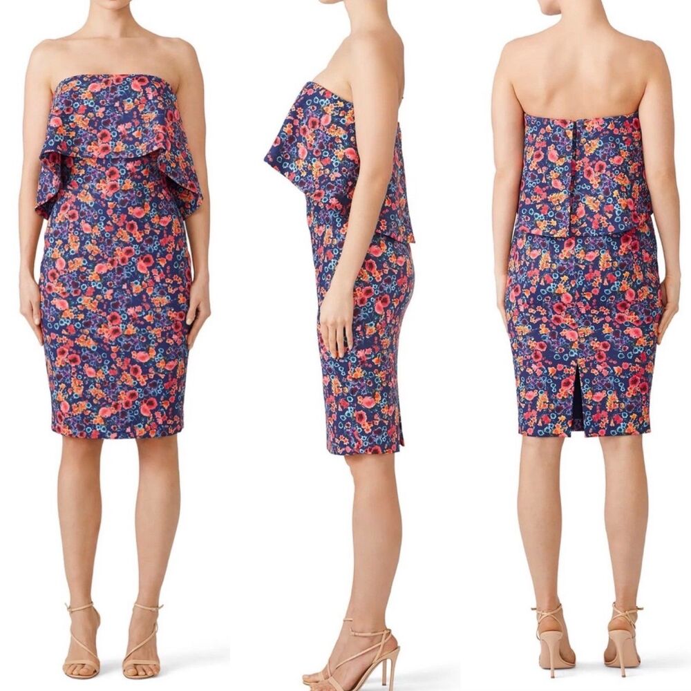 Badgley Mischka Floral Off Shoulder Dress US14